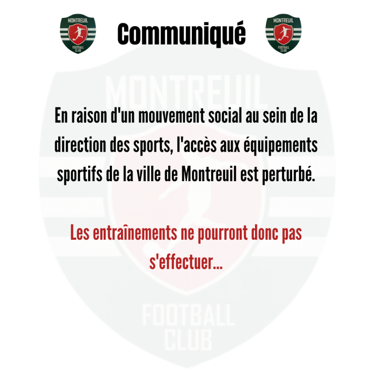 Pas d’entraînement jusque nouvel ordre !