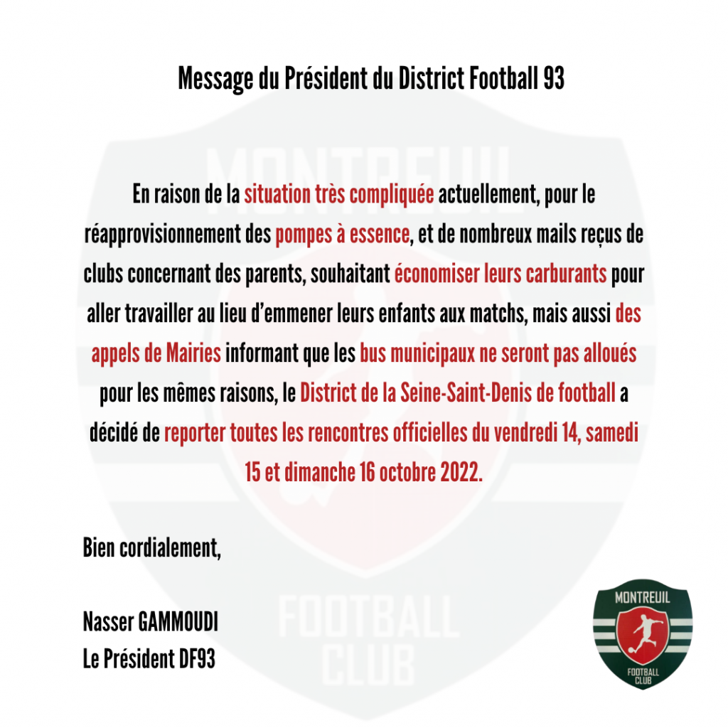 Message du président du District Football 93